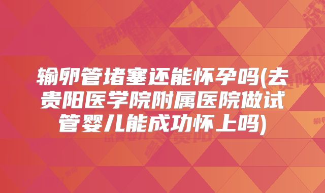 输卵管堵塞还能怀孕吗(去贵阳医学院附属医院做试管婴儿能成功怀上吗)