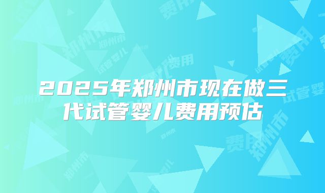 2025年郑州市现在做三代试管婴儿费用预估