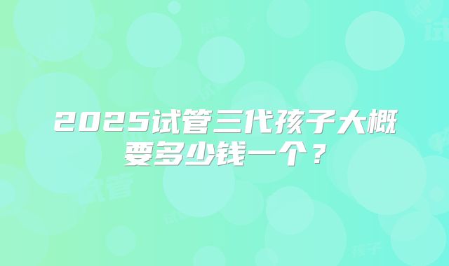 2025试管三代孩子大概要多少钱一个？