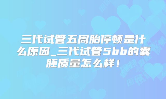 三代试管五周胎停顿是什么原因_三代试管5bb的囊胚质量怎么样！