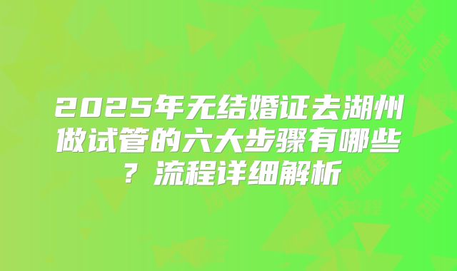2025年无结婚证去湖州做试管的六大步骤有哪些？流程详细解析