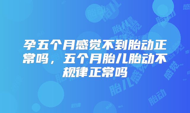 孕五个月感觉不到胎动正常吗,五个月胎儿胎动不规律正常吗