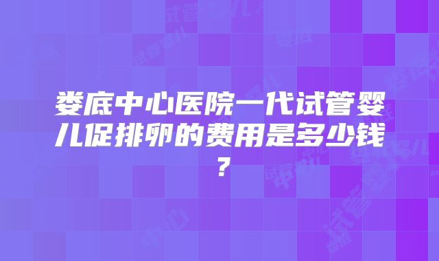 娄底中心医院一代试管婴儿促排卵的费用是多少钱?