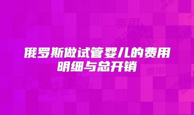 俄罗斯做试管婴儿的费用明细与总开销
