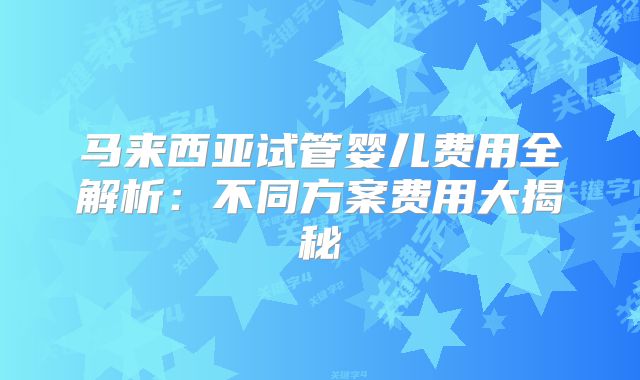 马来西亚试管婴儿费用全解析：不同方案费用大揭秘