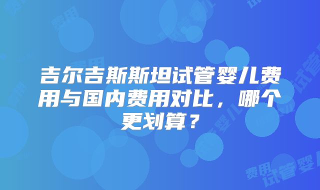 吉尔吉斯斯坦试管婴儿费用与国内费用对比，哪个更划算？