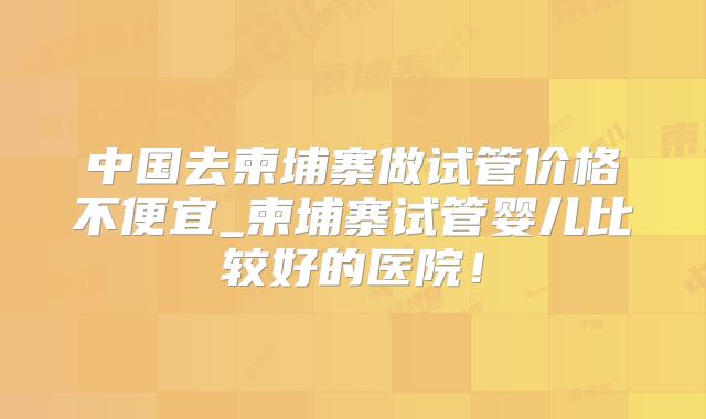 中国去柬埔寨做试管价格不便宜_柬埔寨试管婴儿比较好的医院!