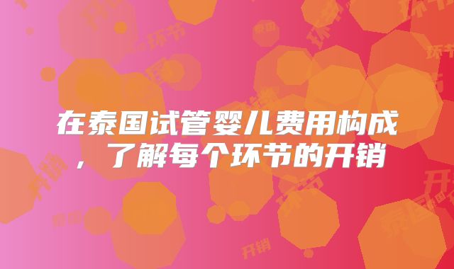 在泰国试管婴儿费用构成,了解每个环节的开销