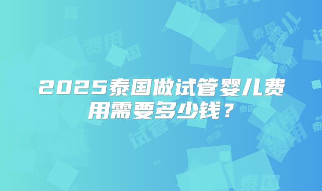 2025泰国做试管婴儿费用需要多少钱?