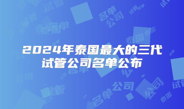 2024年泰国最大的三代试管公司名单公布