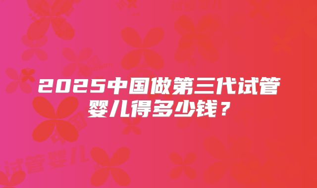 2025中国做第三代试管婴儿得多少钱？