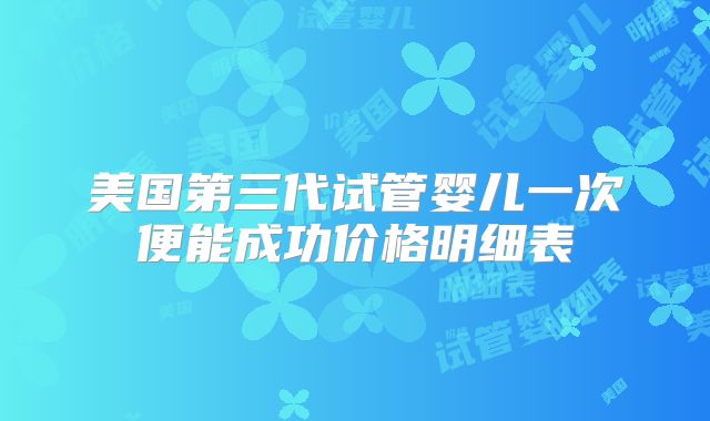 美国第三代试管婴儿一次便能成功价格明细表