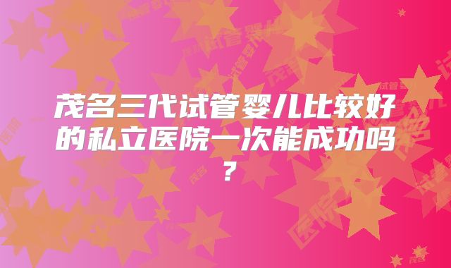 茂名三代试管婴儿比较好的私立医院一次能成功吗?