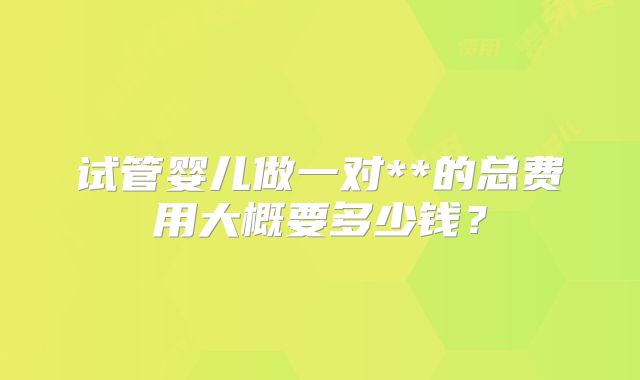 试管婴儿做一对**的总费用大概要多少钱？
