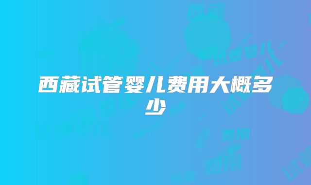 西藏试管婴儿费用大概多少