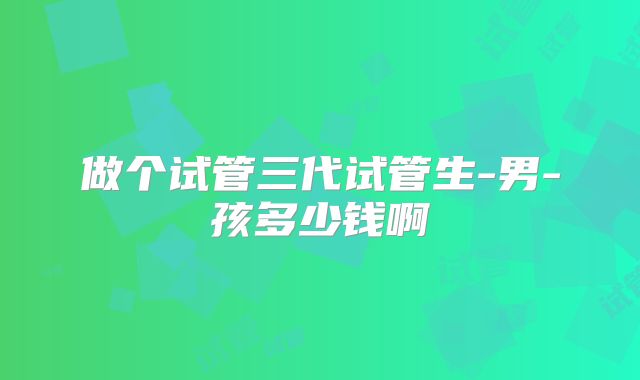 做个试管三代试管生-男-孩多少钱啊