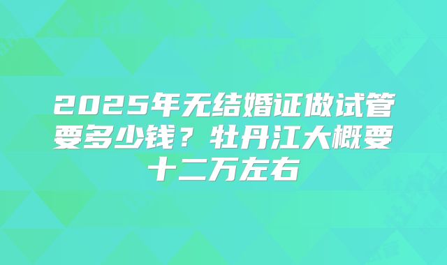 2025年无结婚证做试管要多少钱?牡丹江大概要十二万左右