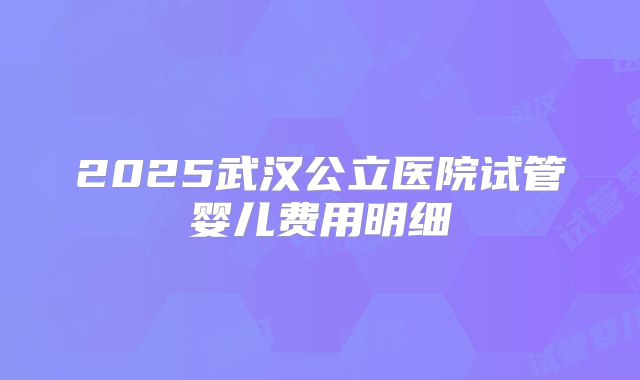 2025武汉公立医院试管婴儿费用明细