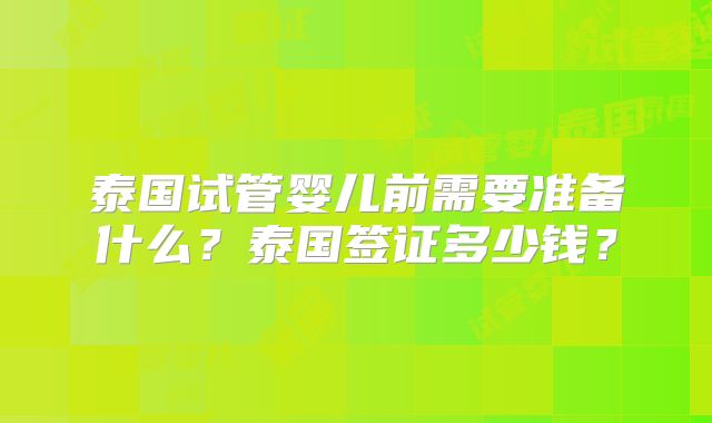 泰国试管婴儿前需要准备什么？泰国签证多少钱？