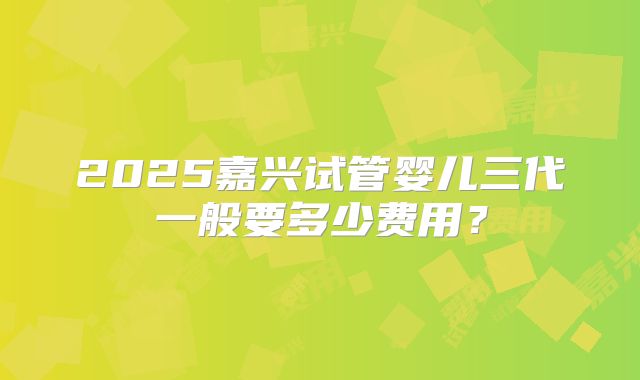 2025嘉兴试管婴儿三代一般要多少费用？