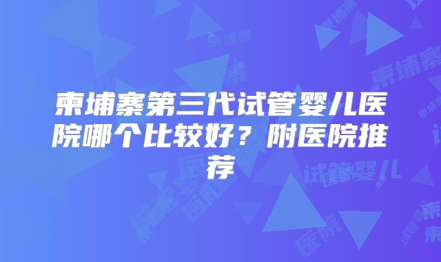 柬埔寨第三代试管婴儿医院哪个比较好?附医院推荐