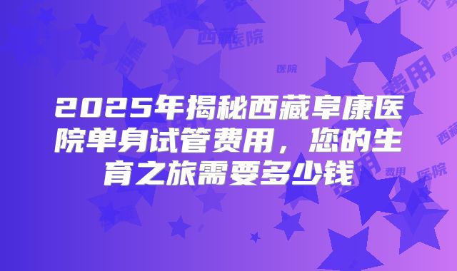 2025年揭秘西藏阜康医院单身试管费用,您的生育之旅需要多少钱