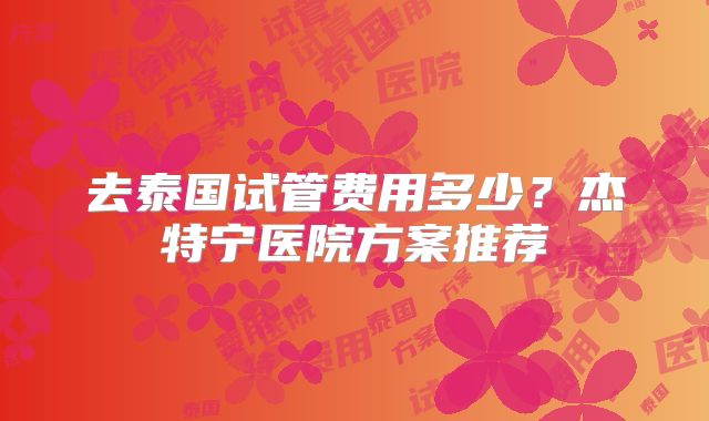 去泰国试管费用多少？杰特宁医院方案推荐