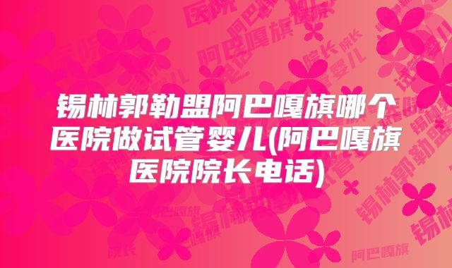 锡林郭勒盟阿巴嘎旗哪个医院做试管婴儿(阿巴嘎旗医院院长电话)