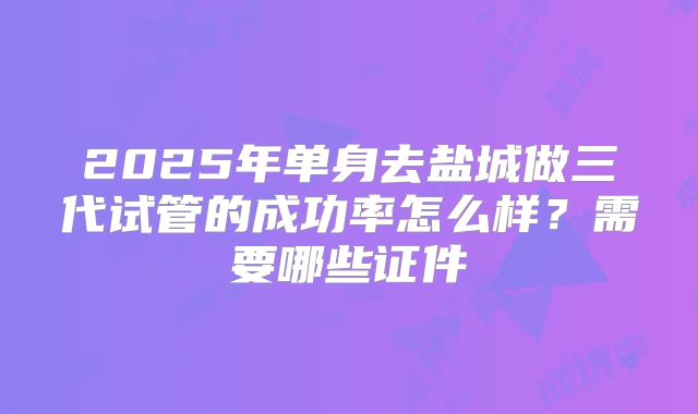 2025年单身去盐城做三代试管的成功率怎么样？需要哪些证件