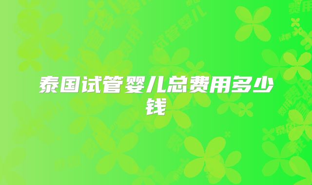 泰国试管婴儿总费用多少钱