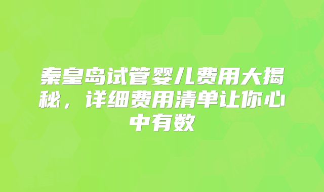 秦皇岛试管婴儿费用大揭秘，详细费用清单让你心中有数