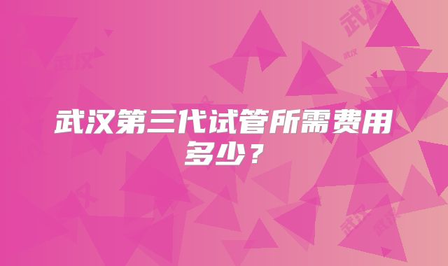 武汉第三代试管所需费用多少？
