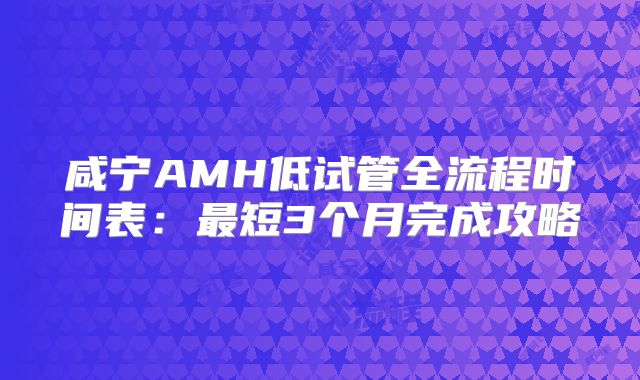 咸宁AMH低试管全流程时间表：最短3个月完成攻略