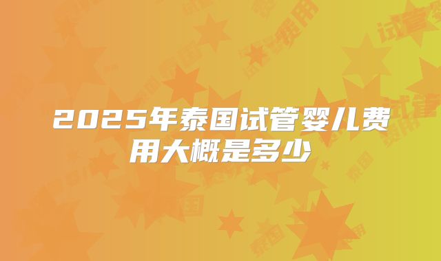2025年泰国试管婴儿费用大概是多少