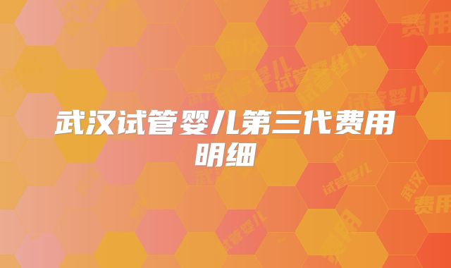 武汉试管婴儿第三代费用明细
