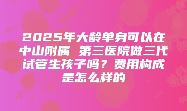 2025年大龄单身可以在中山附属 第三医院做三代试管生孩子吗？费用构成是怎么样的