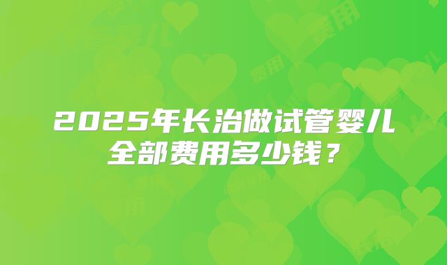 2025年长治做试管婴儿全部费用多少钱？