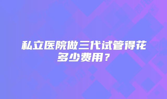 私立医院做三代试管得花多少费用?