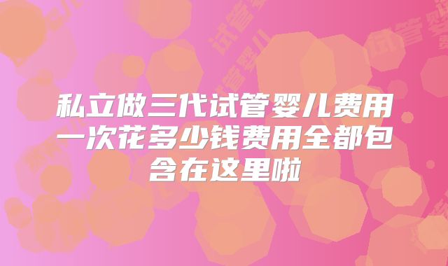 私立做三代试管婴儿费用一次花多少钱费用全都包含在这里啦