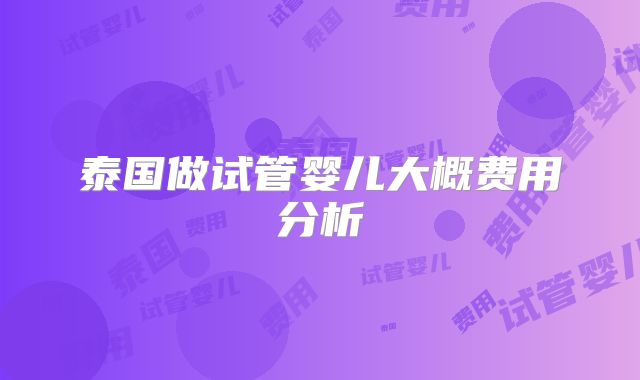 泰国做试管婴儿大概费用分析