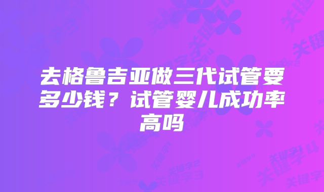去格鲁吉亚做三代试管要多少钱？试管婴儿成功率高吗