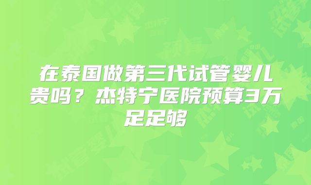 在泰国做第三代试管婴儿贵吗？杰特宁医院预算3万足足够