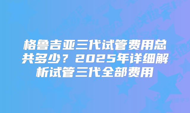格鲁吉亚三代试管费用总共多少？2025年详细解析试管三代全部费用