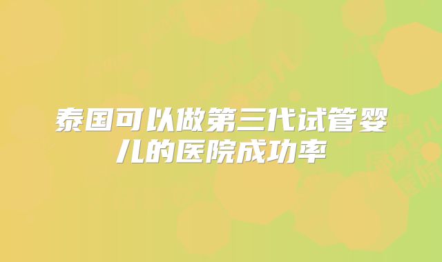 泰国可以做第三代试管婴儿的医院成功率