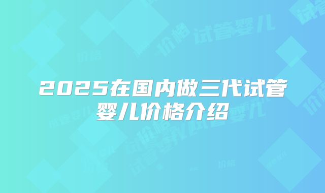 2025在国内做三代试管婴儿价格介绍