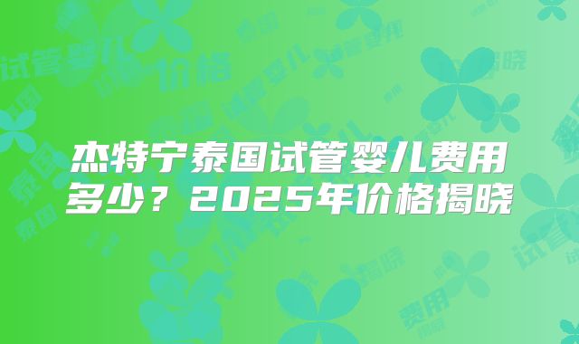 杰特宁泰国试管婴儿费用多少？2025年价格揭晓
