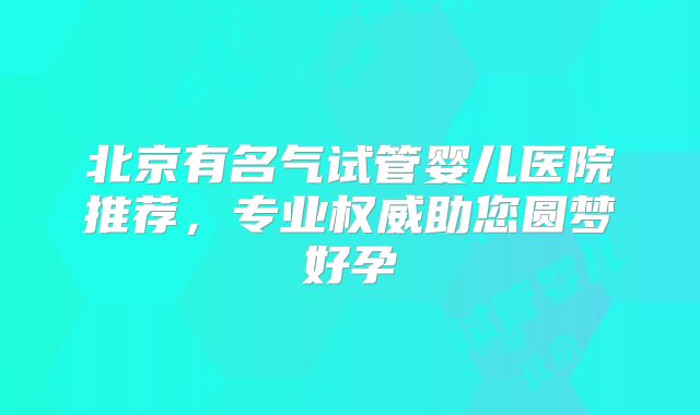 北京有名气试管婴儿医院推荐,专业权威助您圆梦好孕
