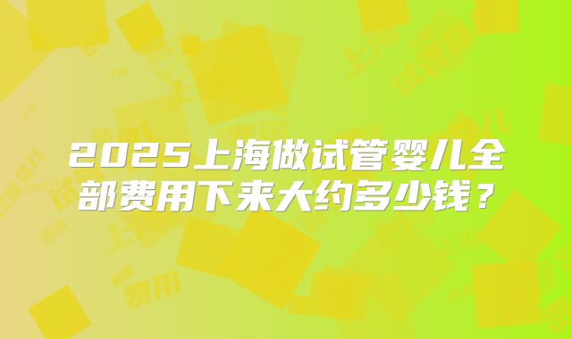 2025上海做试管婴儿全部费用下来大约多少钱？