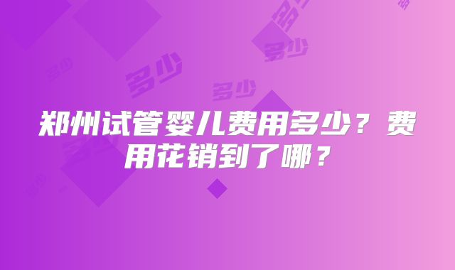 郑州试管婴儿费用多少？费用花销到了哪？
