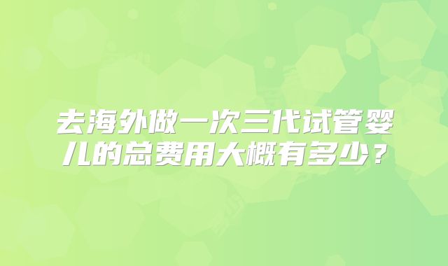去海外做一次三代试管婴儿的总费用大概有多少？